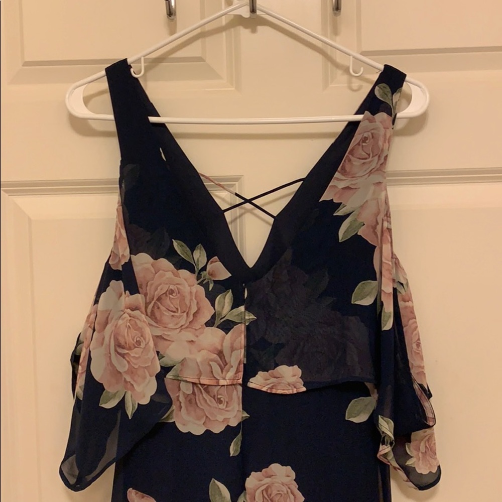 Lulus Navy floral maxi dress